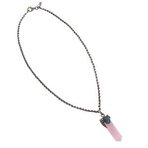 SILPADA Pink quartz pendant 925 Sterling chain necklace